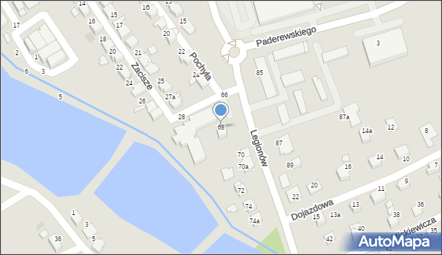 Czechowice-Dziedzice, Legionów, 68, mapa Czechowic-Dziedzic