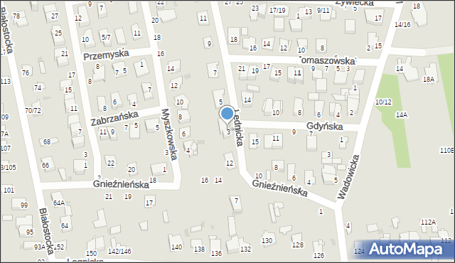 Częstochowa, Lednicka, 3, mapa Częstochowy