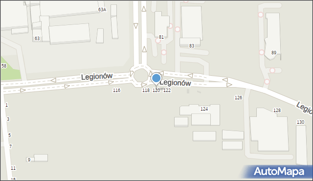 Częstochowa, Legionów, 120, mapa Częstochowy