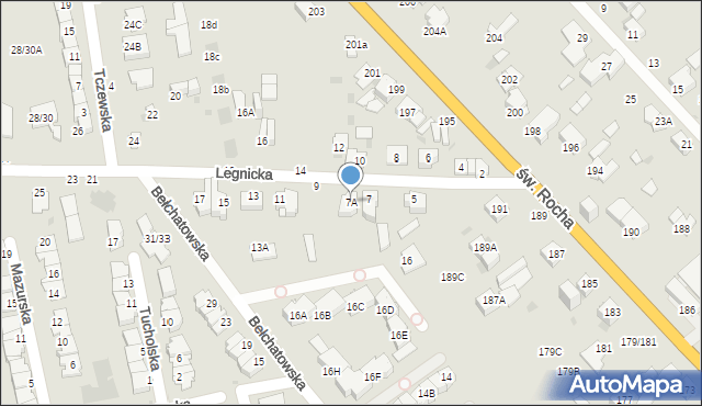 Częstochowa, Legnicka, 7A, mapa Częstochowy