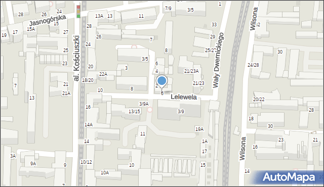 Częstochowa, Lelewela Joachima, 6, mapa Częstochowy