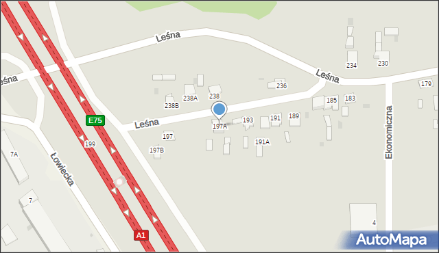 Częstochowa, Leśna, 197A, mapa Częstochowy