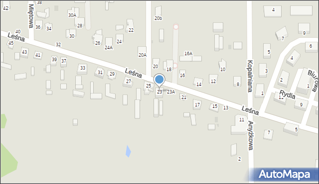 Częstochowa, Leśna, 23, mapa Częstochowy