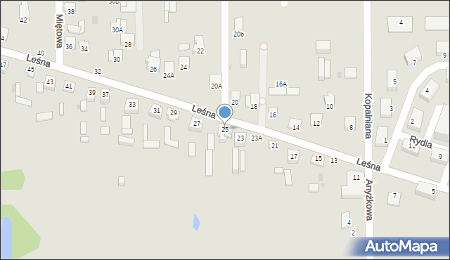 Częstochowa, Leśna, 25, mapa Częstochowy