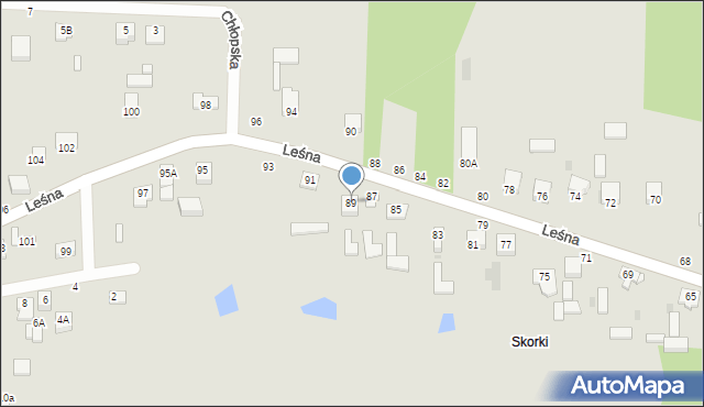 Częstochowa, Leśna, 89, mapa Częstochowy