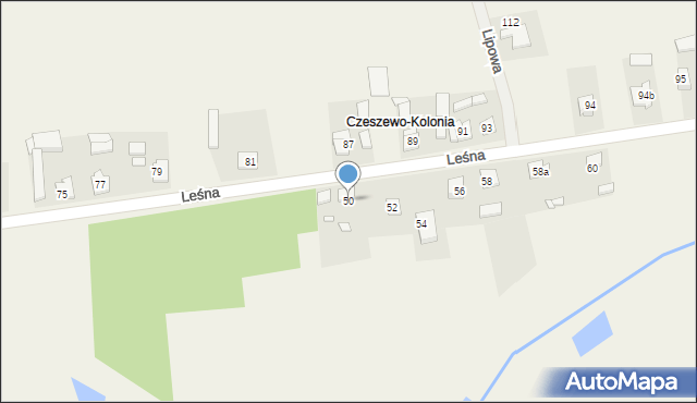 Czeszewo, Leśna, 50, mapa Czeszewo