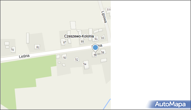 Czeszewo, Leśna, 56, mapa Czeszewo