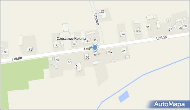 Czeszewo, Leśna, 58, mapa Czeszewo