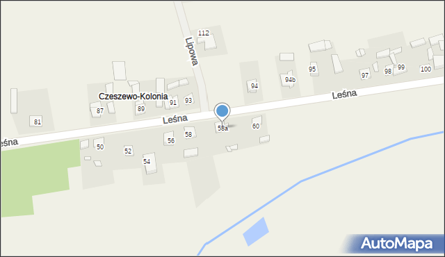 Czeszewo, Leśna, 58a, mapa Czeszewo