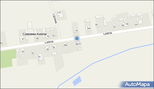 Czeszewo, Leśna, 60, mapa Czeszewo