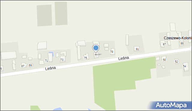 Czeszewo, Leśna, 77, mapa Czeszewo