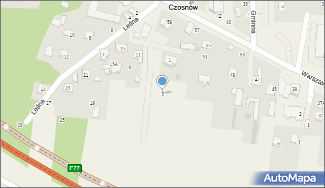 Czosnów, Leśna, 3, mapa Czosnów