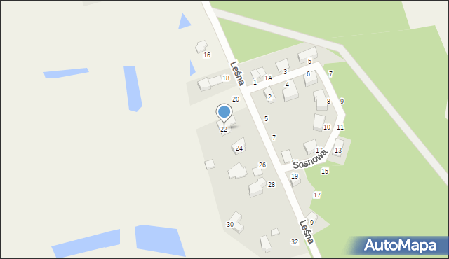 Dąbrowa, Leśna, 22, mapa Dąbrowa