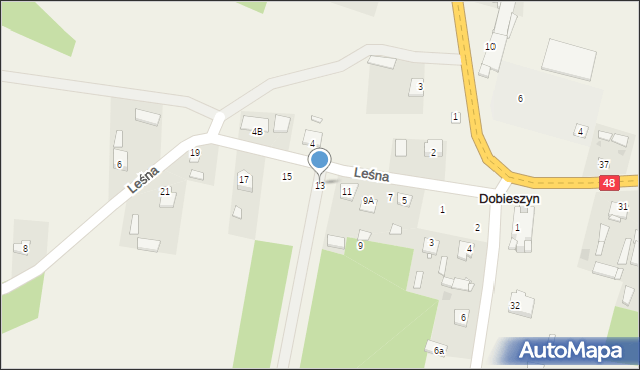 Dobieszyn, Leśna, 13, mapa Dobieszyn