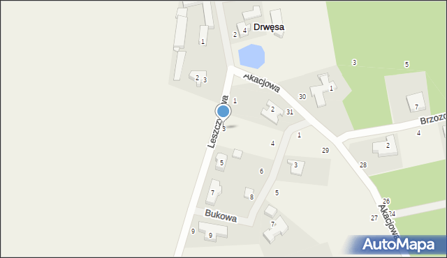 Drwęsa, Leszczynowa, 3, mapa Drwęsa