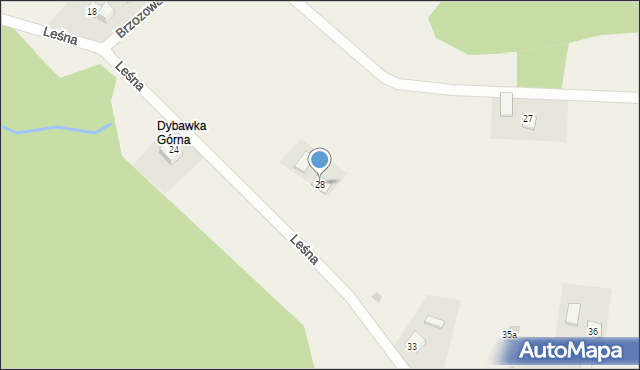 Dybawka, Leśna, 28, mapa Dybawka