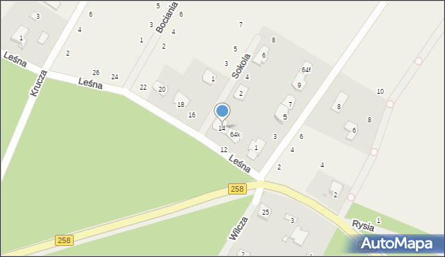 Dzikowo, Leśna, 14, mapa Dzikowo