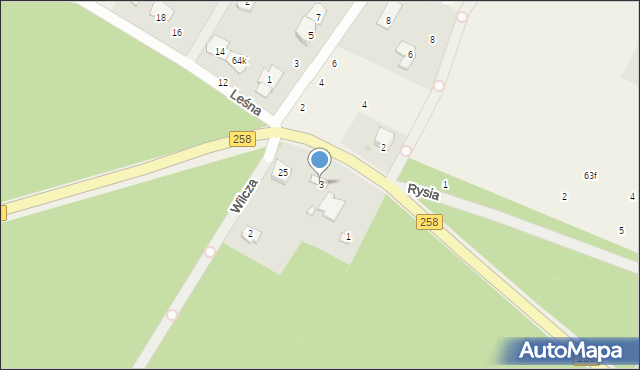 Dzikowo, Leśna, 3, mapa Dzikowo