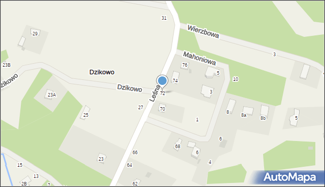 Dzikowo, Leśna, 72, mapa Dzikowo