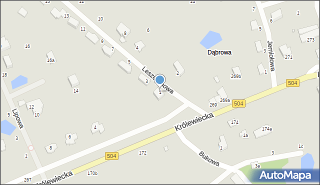 Elbląg, Leszczynowa, 1, mapa Elbląga