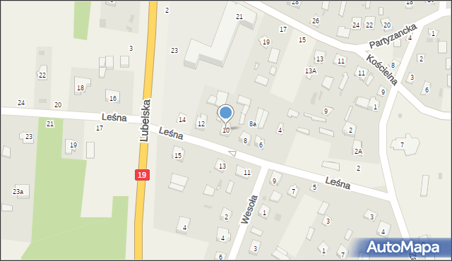 Firlej, Leśna, 10, mapa Firlej