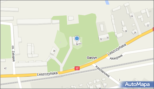 Garzyn, Leszczyńska, 34, mapa Garzyn