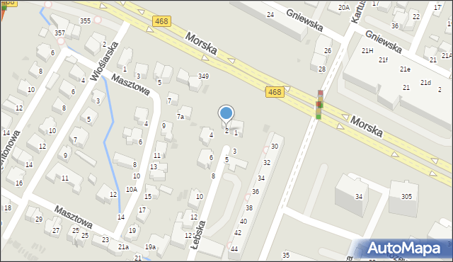 Gdynia, Łebska, 2, mapa Gdyni