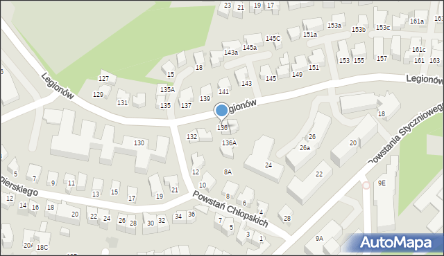 Gdynia, Legionów, 136, mapa Gdyni