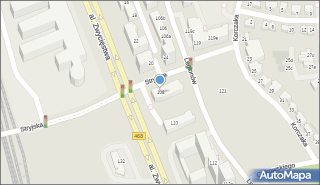 Gdynia, Legionów, 108, mapa Gdyni