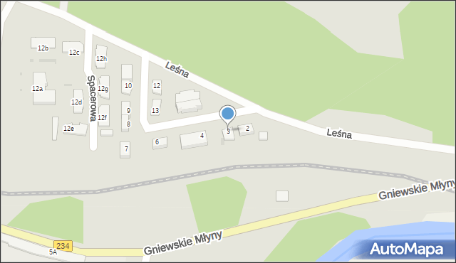 Gniew, Leśna, 3, mapa Gniew