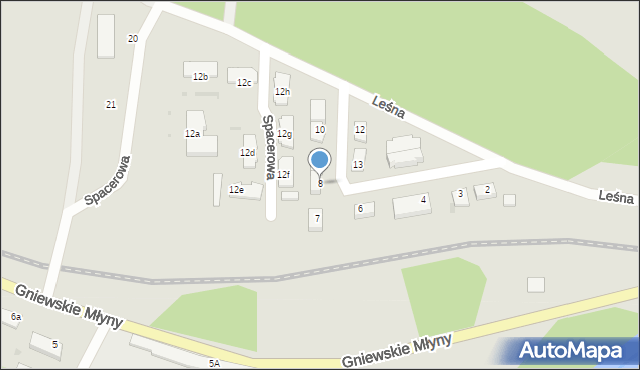 Gniew, Leśna, 8, mapa Gniew