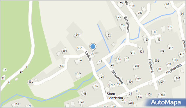 Godziszka, Leśna, 23, mapa Godziszka