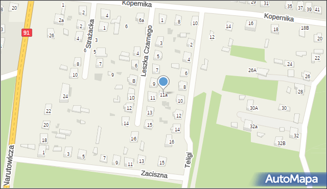 Gomunice, Leszka Czarnego, 11a, mapa Gomunice