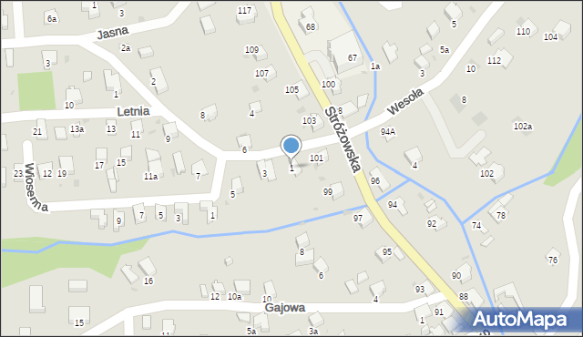 Gorlice, Letnia, 1, mapa Gorlic