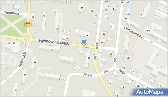 Gostynin, Legionów Polskich, 3a, mapa Gostynin