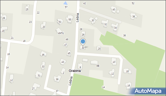 Grabina, Leśna, 22, mapa Grabina