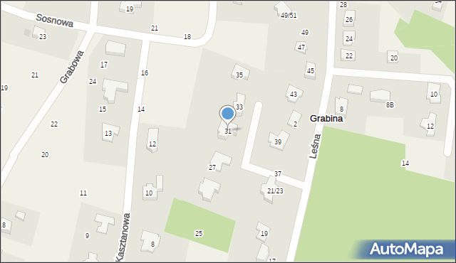 Grabina, Leśna, 31, mapa Grabina