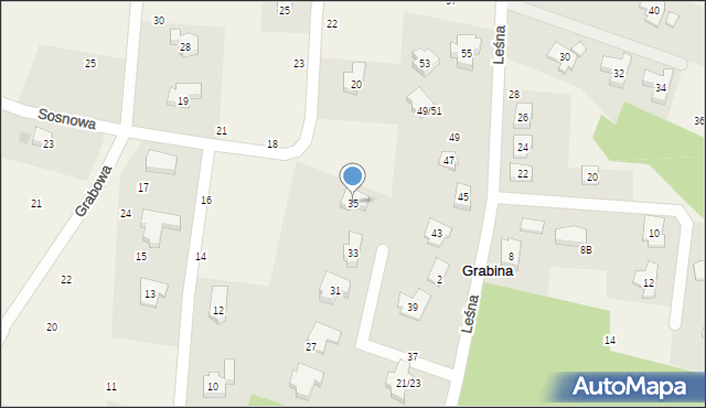 Grabina, Leśna, 35, mapa Grabina