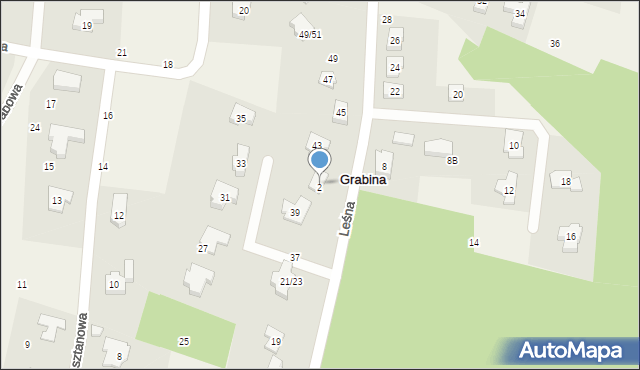 Grabina, Leśna, 41, mapa Grabina