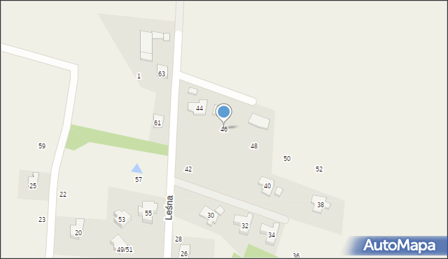 Grabina, Leśna, 46, mapa Grabina