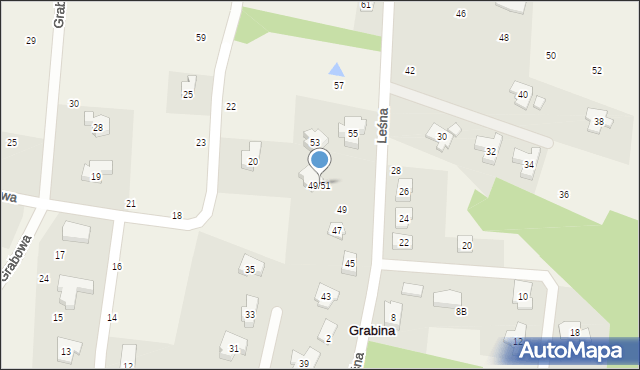 Grabina, Leśna, 49/51, mapa Grabina