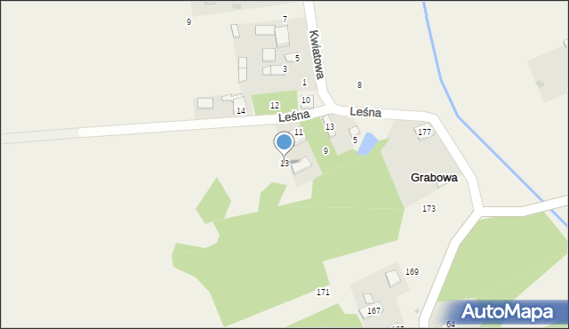 Grabowa, Leśna, 13, mapa Grabowa