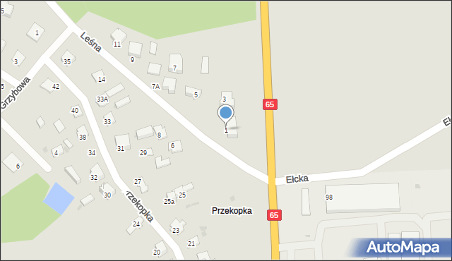 Grajewo, Leśna, 1, mapa Grajewo