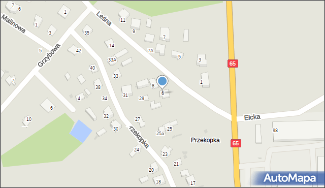 Grajewo, Leśna, 6, mapa Grajewo