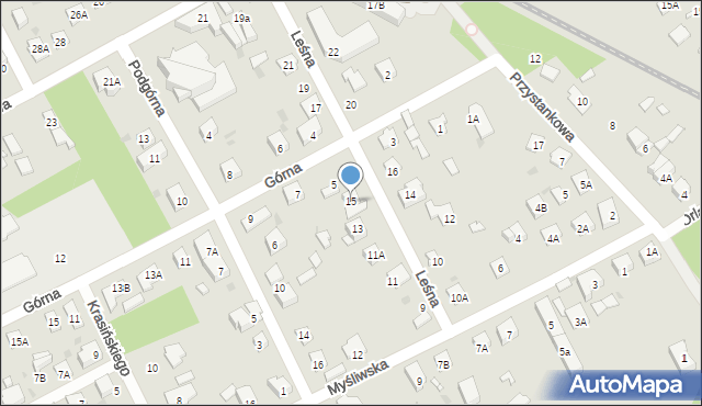 Grodzisk Mazowiecki, Leśna, 15, mapa Grodzisk Mazowiecki