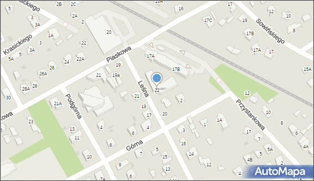Grodzisk Mazowiecki, Leśna, 22, mapa Grodzisk Mazowiecki