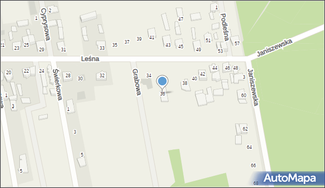 Janiszew, Leśna, 36, mapa Janiszew