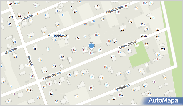 Janówka, Letniskowa, 14, mapa Janówka