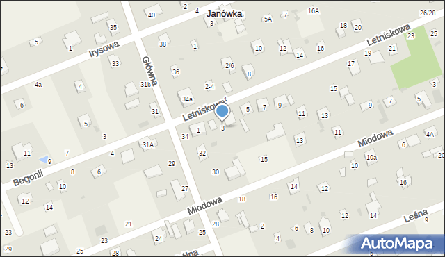 Janówka, Letniskowa, 3, mapa Janówka