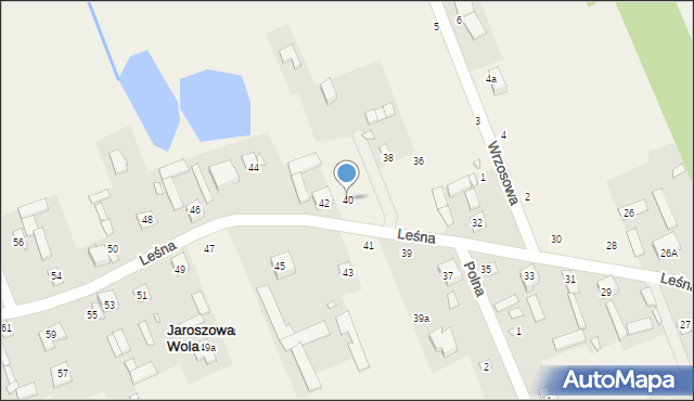 Jaroszowa Wola, Leśna, 40, mapa Jaroszowa Wola